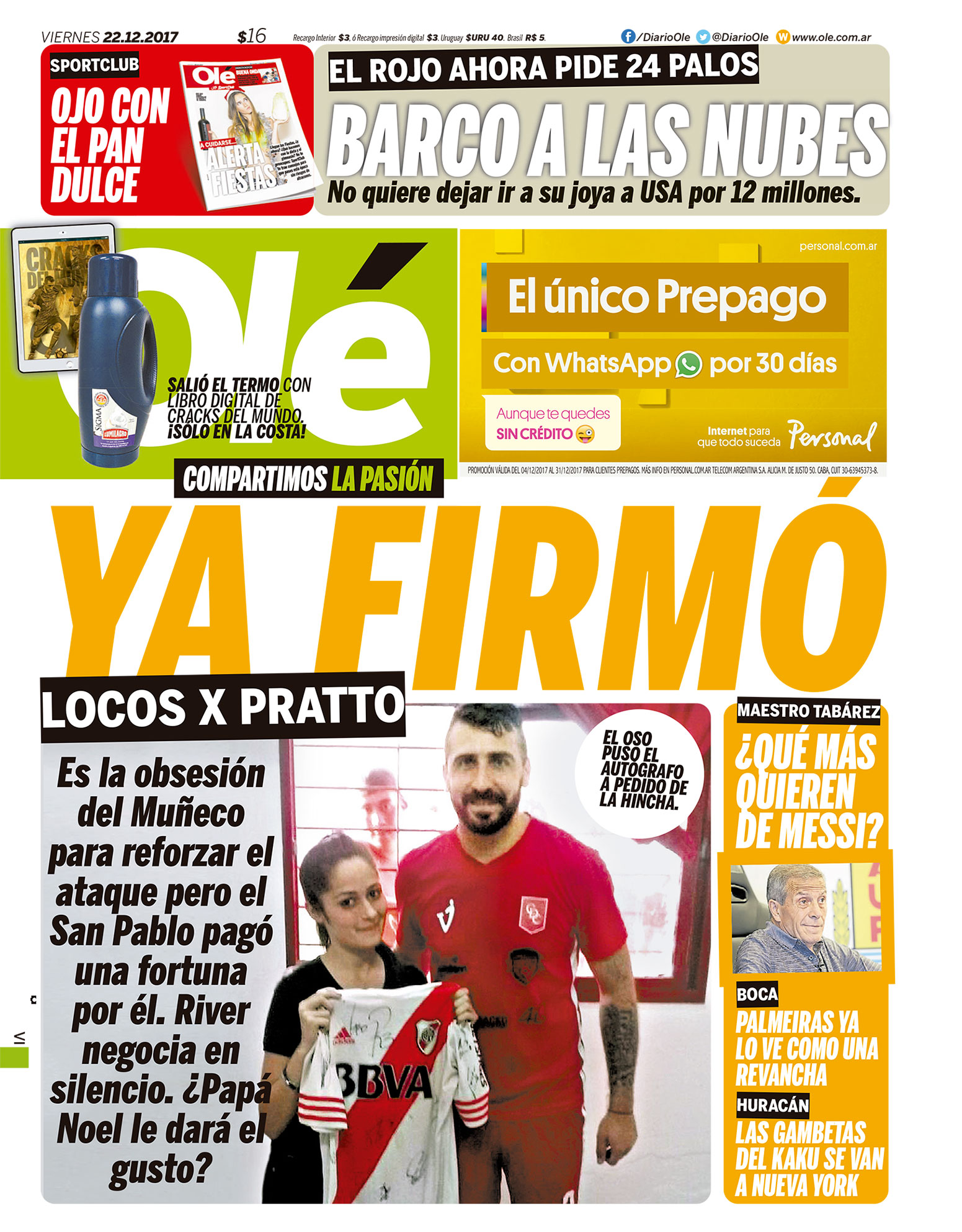 Leia mais sobre o artigo No alvo do River Plate, futuro de Pratto é capa do ‘Diario Olé’ e empresário do jogador explica vontade do atleta