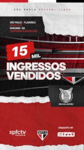 Leia mais sobre o artigo Momento bilheteria: São Paulo divulga que 15 mil ingressos foram vendidos para jogo contra o Flamengo