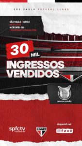 Leia mais sobre o artigo Momento bilheteria: CASA CHEIA! São Paulo anuncia 30 mil ingressos vendidos para domingo (19)