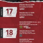 Calendário Tricolor: Os jogos são-paulinos em 17 e 18 de julho de 2019
