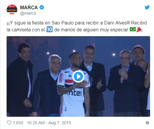 Leia mais sobre o artigo Imprensa internacional repercute apresentação do Daniel Alves no São Paulo