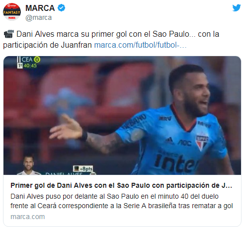 Leia mais sobre o artigo Imprensa internacional repercute gol de Daniel Alves e participação de Juanfran em estreia no São Paulo