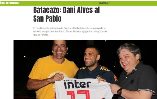 Leia mais sobre o artigo Contratação do Daniel Alves repercute no mundo da bola internacional