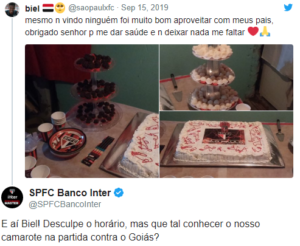 Leia mais sobre o artigo Torcedor posta ‘aniversário solitário’ e Banco Inter convida para jogo no camarote