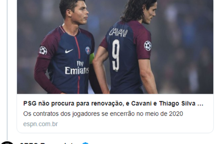 Patrocinador comenta em postagem sobre Cavani e Thiago Silva e agita torcedor do São Paulo