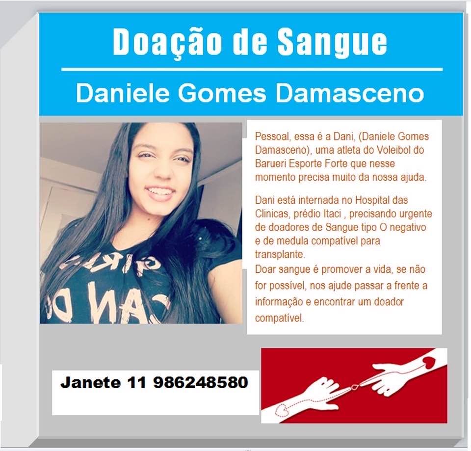 Leia mais sobre o artigo [OFF] Atleta de vôlei do Barueri, ‘parceiro’ do São Paulo, precisa de doações de sangue e medula