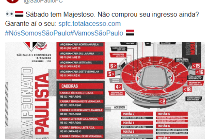 Momento bilheteria: Mais de 30 mil vendidos, e São Paulo posta ingressos após eliminação de rival