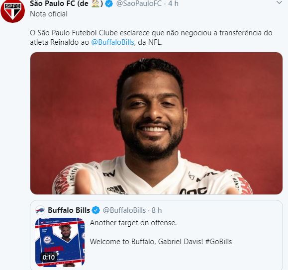 Leia mais sobre o artigo São Paulo ‘tira onda’ e diz que não negociou Reinaldo com time da NFL; Entenda