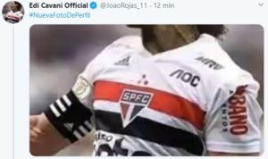 Read more about the article Rojas muda nome de conta para Cavani e posta montagem do uruguaio com camisa do São Paulo