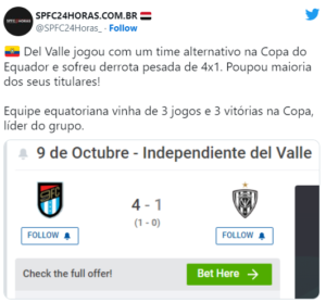 Leia mais sobre o artigo De olho no rival: Del Valle joga com time alternativo e perde feio na Copa do Equador
