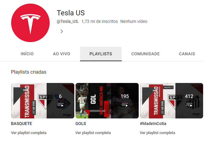 Leia mais sobre o artigo YouTube hackeado? SPFCTV, canal do São Paulo muda para ‘Tesla US’ e transmite ‘ao vivo’ de Elon Musk