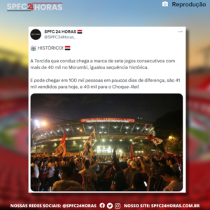 Leia mais sobre o artigo São Paulo igualará sequência histórica de mais de 40 mil em 7 jogos consecutivos e pode ter 100 mil torcedores em três dias
