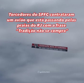 Leia mais sobre o artigo Avião são-paulino provoca Botafogo antes do jogo: “Tradição não se compra”