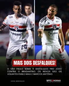Leia mais sobre o artigo Dois titulares desfalcam São Paulo e o clube segue com 11 desfalques
