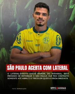 Leia mais sobre o artigo São Paulo acerta com lateral do Mirassol, mas negocia liberação imediata
