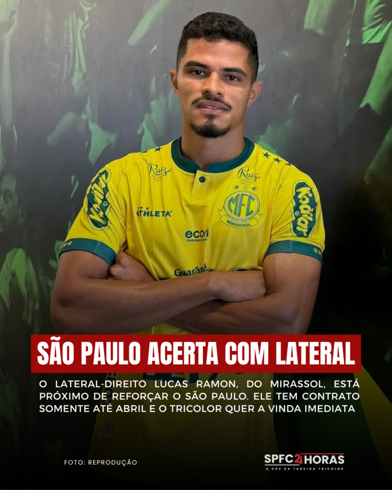 Leia mais sobre o artigo São Paulo acerta com lateral do Mirassol, mas negocia liberação imediata