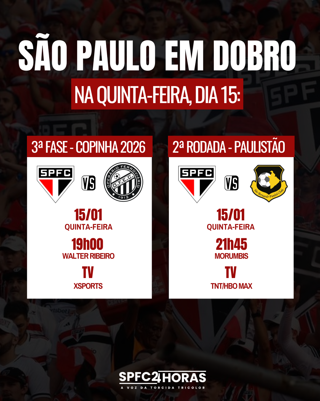 Leia mais sobre o artigo São Paulo vai jogar em dose dupla na quinta-feira