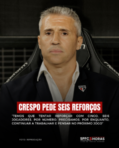 Leia mais sobre o artigo Crespo quer mais seis reforços e pede paciência com trio