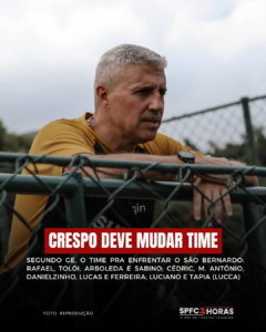 Leia mais sobre o artigo Crespo deve fazer pelo menos cinco mudanças pra enfrentar São Bernardo
