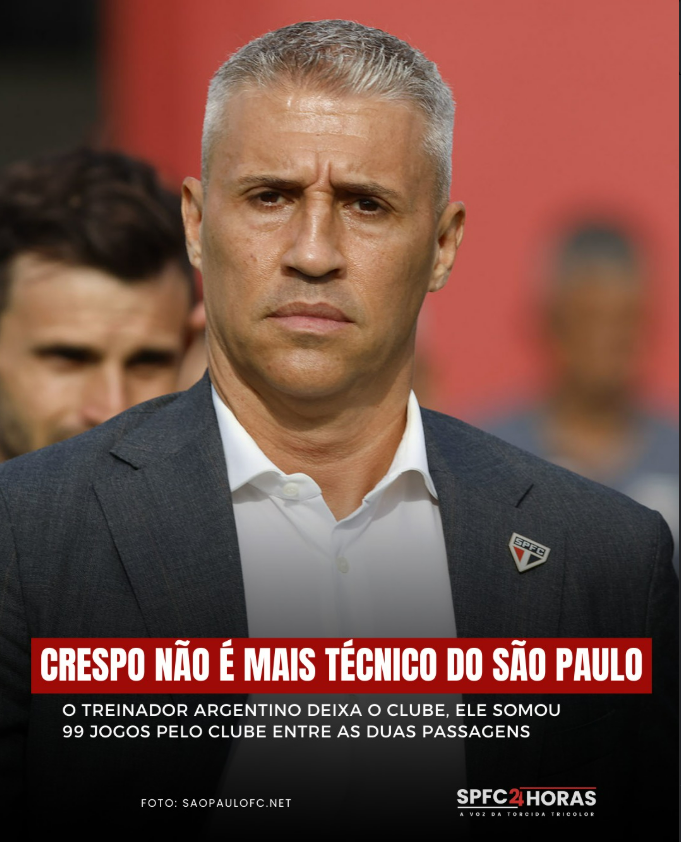 Leia mais sobre o artigo São Paulo demite o técnico Hernán Crespo e negocia com Roger Machado