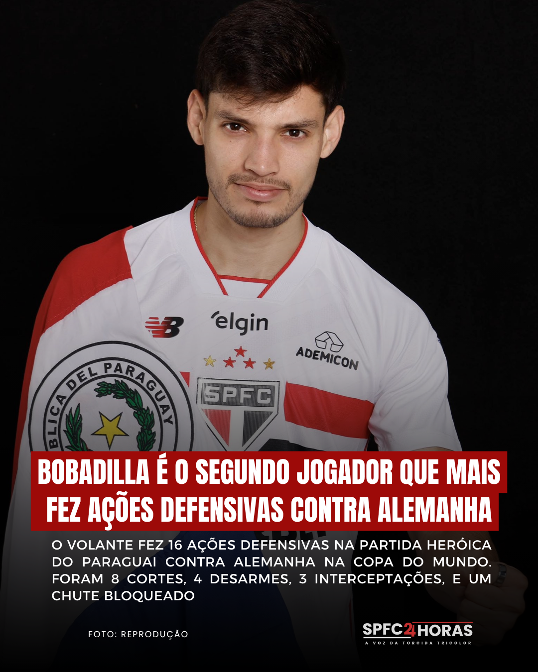 Leia mais sobre o artigo Bobadilla foi o segundo jogador com mais ações defensivas contra Alemanha